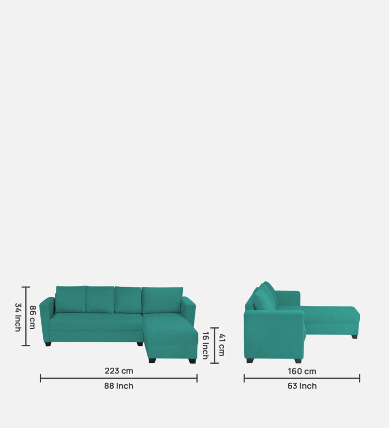 Ethos Fabric RHS 6 Seater Sofa In Cerulean Blue Color