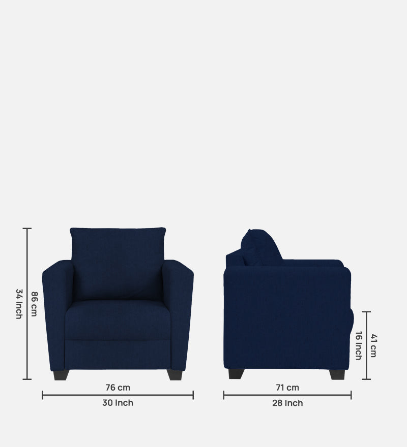 Ethos Fabric 1 Seater Sofa In Cool Cobalt Color