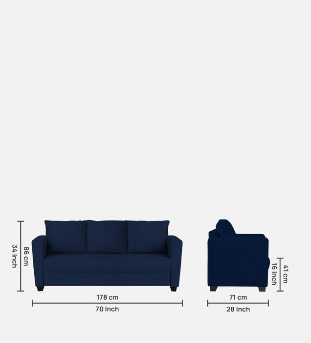 Ethos Fabric 3 Seater Sofa In Cool Cobalt Color
