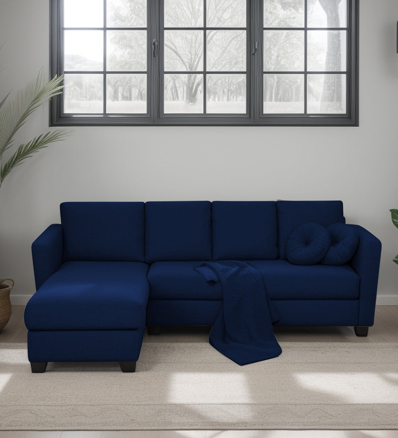 Ethos Fabric LHS 6 Seater Sofa In Cool Cobalt Color
