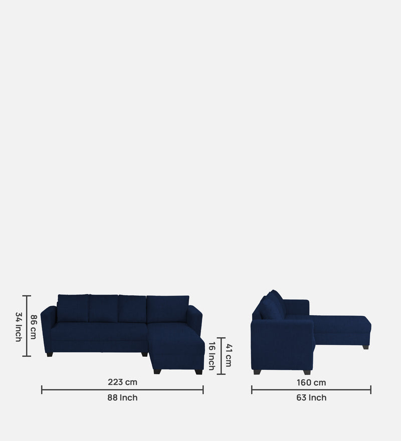 Ethos Fabric RHS 6 Seater Sofa In Cool Cobalt Color