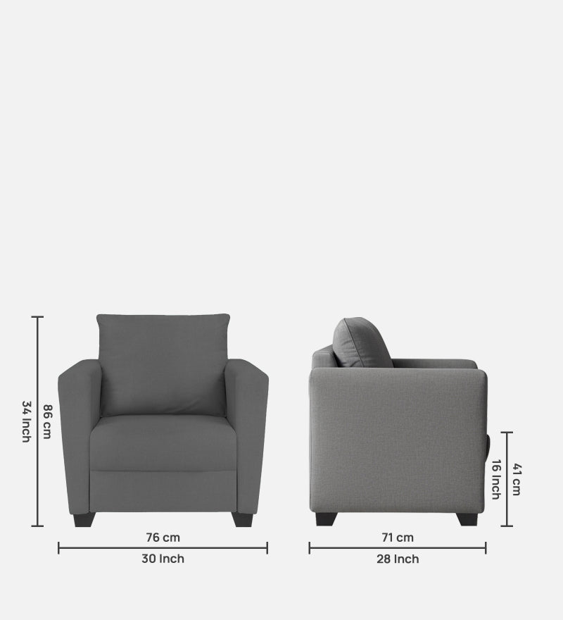 Ethos Fabric 1 Seater Sofa In Grey Color