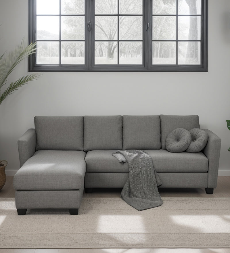 Ethos Fabric LHS 6 Seater Sofa In Grey Color