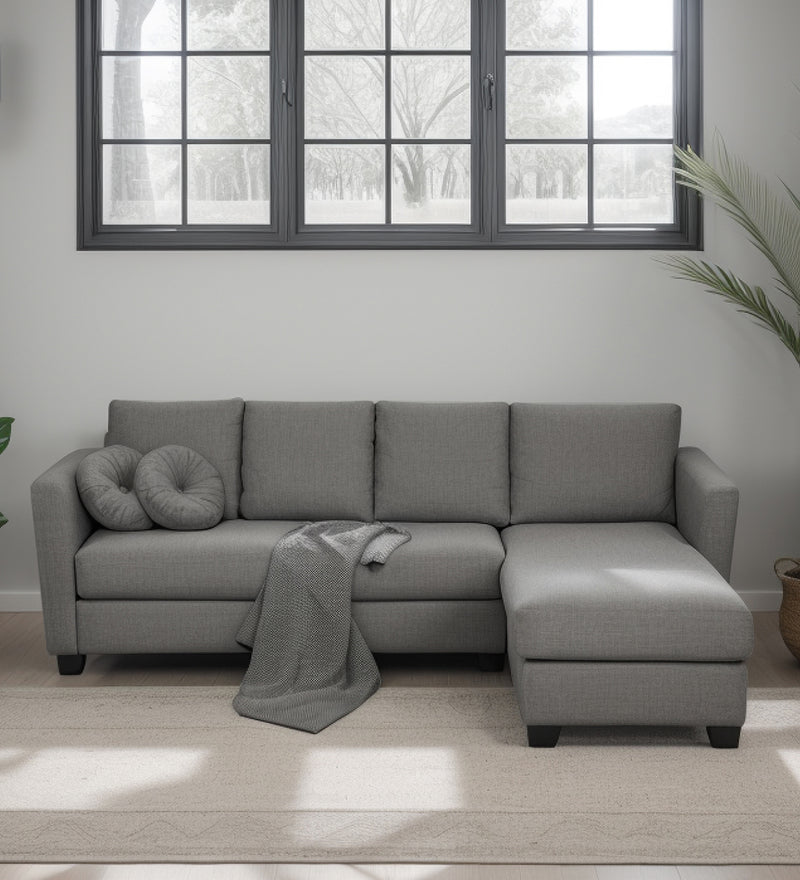 Ethos Fabric RHS 6 Seater Sofa In Grey Color
