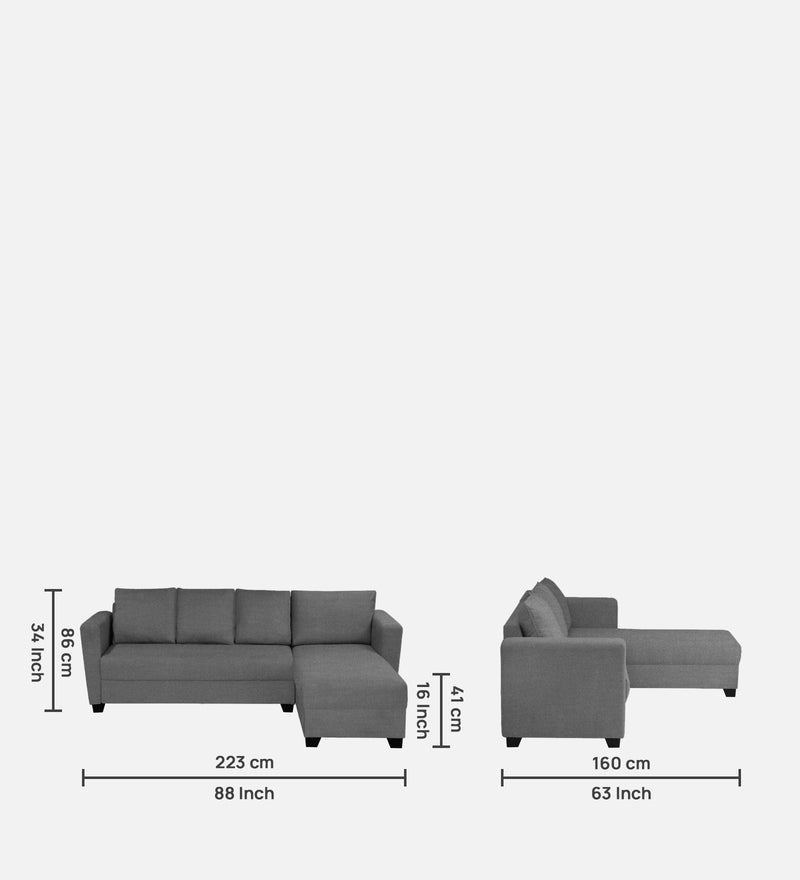 Ethos Fabric RHS 6 Seater Sofa In Grey Color