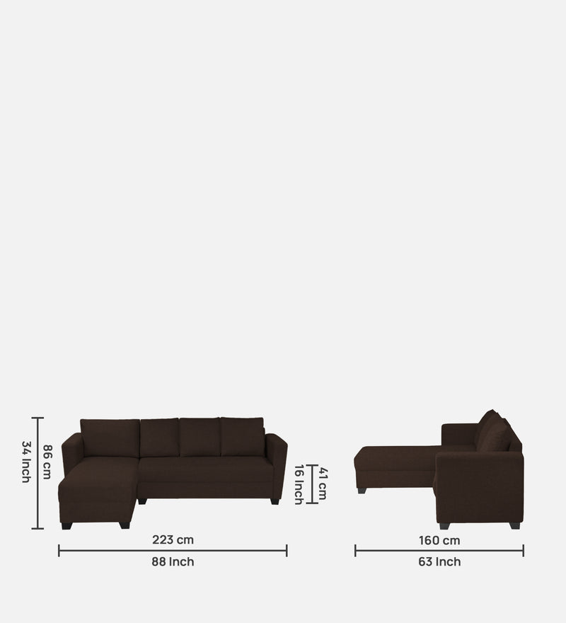 Ethos Fabric LHS 6 Seater Sofa In Mahogany Color