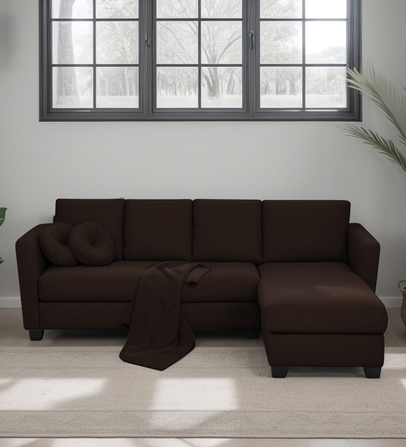 Ethos Fabric RHS 6 Seater Sofa In Mahogany Color