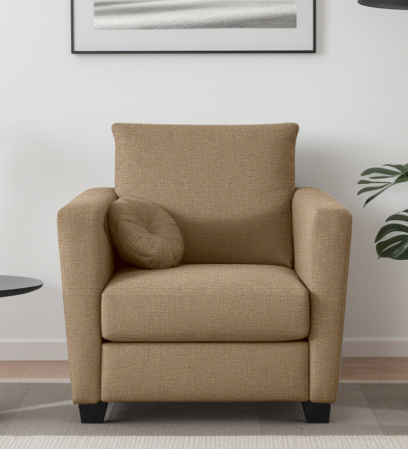 Ethos Fabric 1 Seater Sofa In Neutral Beige Color