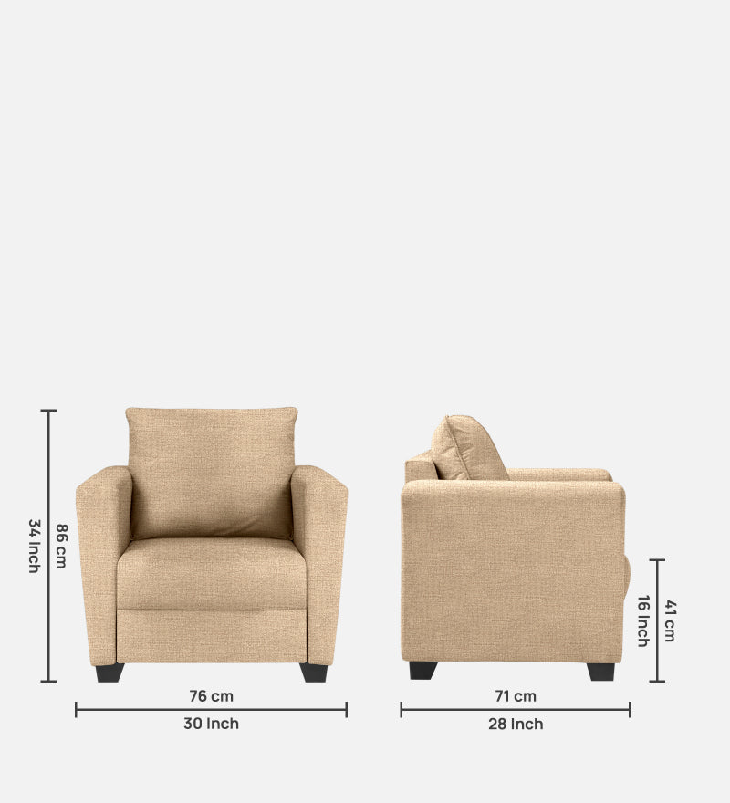 Ethos Fabric 1 Seater Sofa In Neutral Beige Color