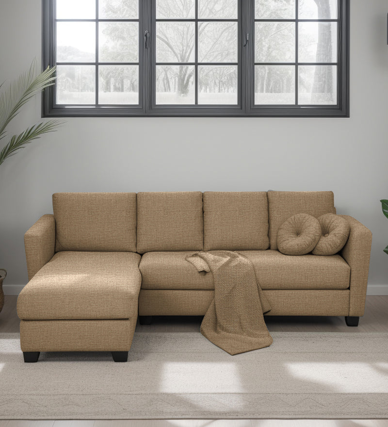 Ethos Fabric LHS 6 Seater Sofa In Neutral Beige Color