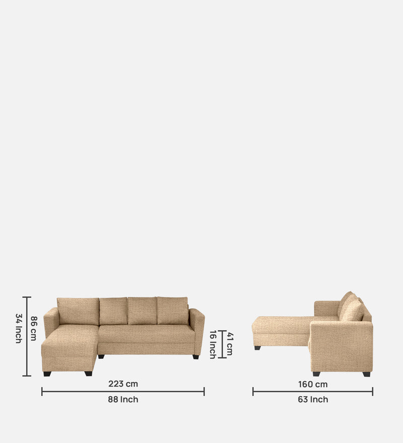 Ethos Fabric LHS 6 Seater Sofa In Neutral Beige Color