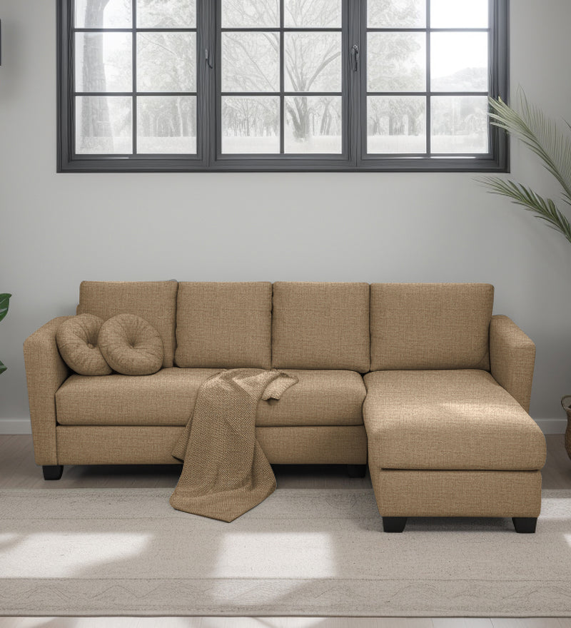 Ethos Fabric RHS 6 Seater Sofa In Neutral Beige Color