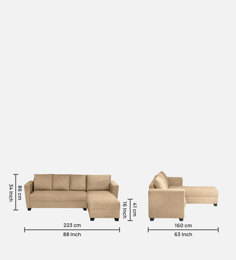 Ethos Fabric RHS 6 Seater Sofa In Neutral Beige Color