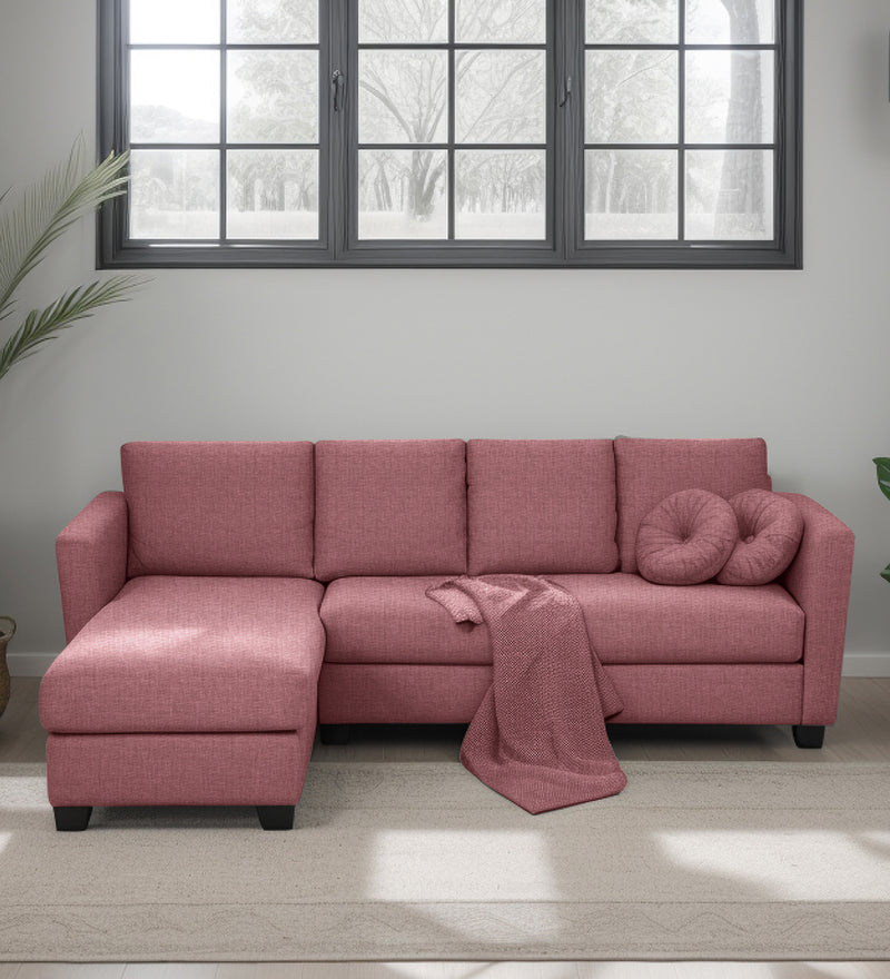 Ethos Fabric LHS 6 Seater Sofa In Pink Color