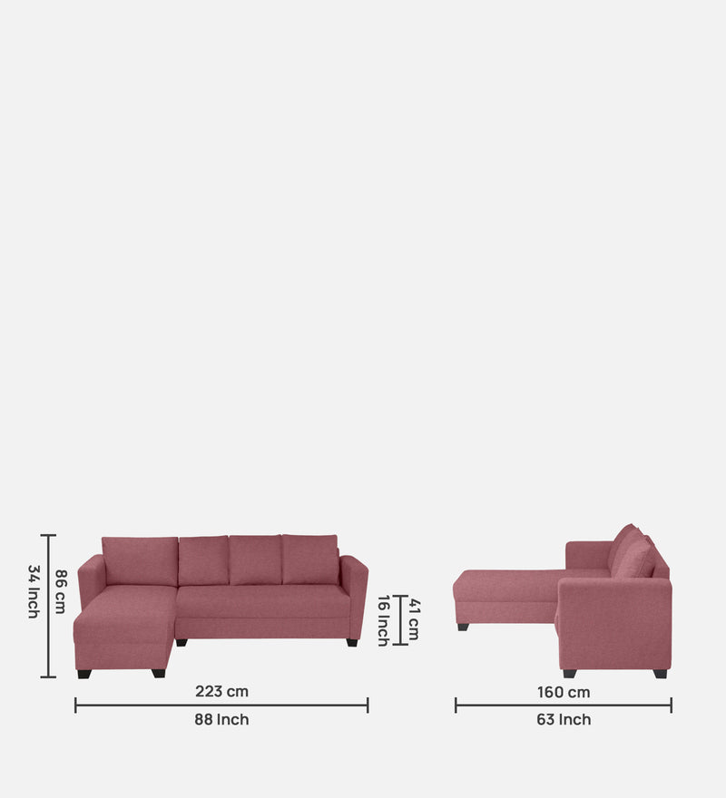 Ethos Fabric LHS 6 Seater Sofa In Pink Color