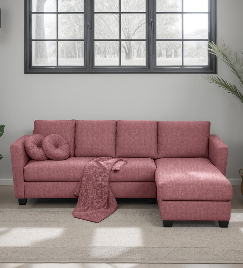 Ethos Fabric RHS 6 Seater Sofa In Pink Color
