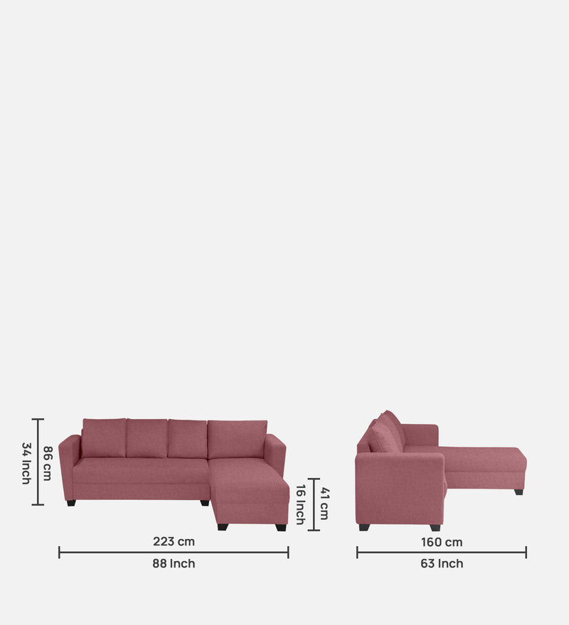 Ethos Fabric RHS 6 Seater Sofa In Pink Color