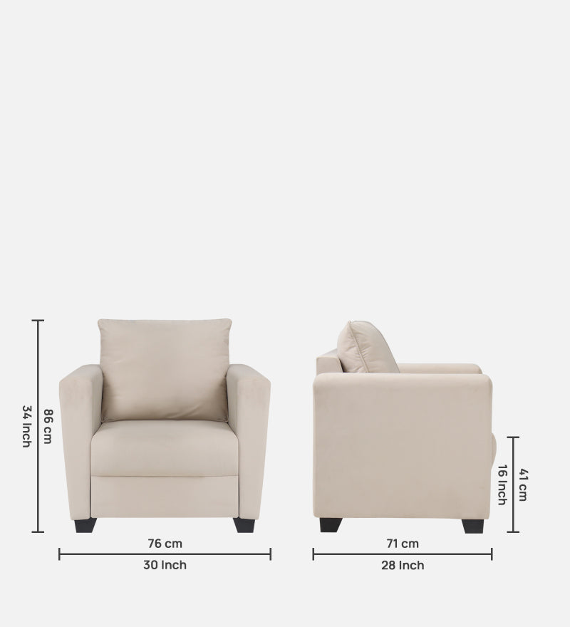 Ethos Velvet 1 Seater Sofa In Camel Beige Color