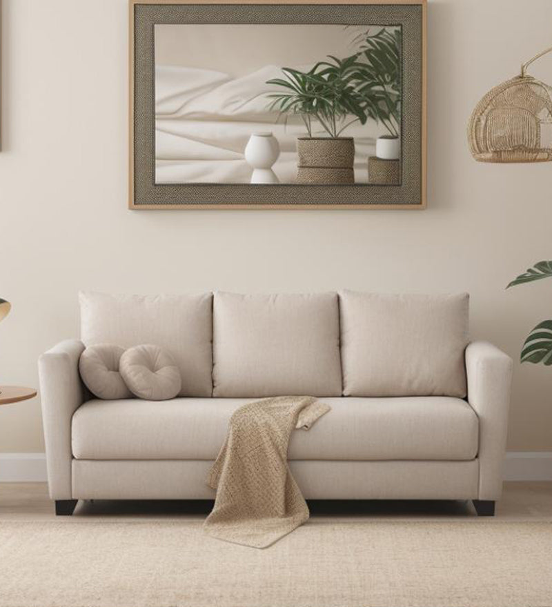 Ethos Velvet 3 Seater Sofa In Camel Beige Color