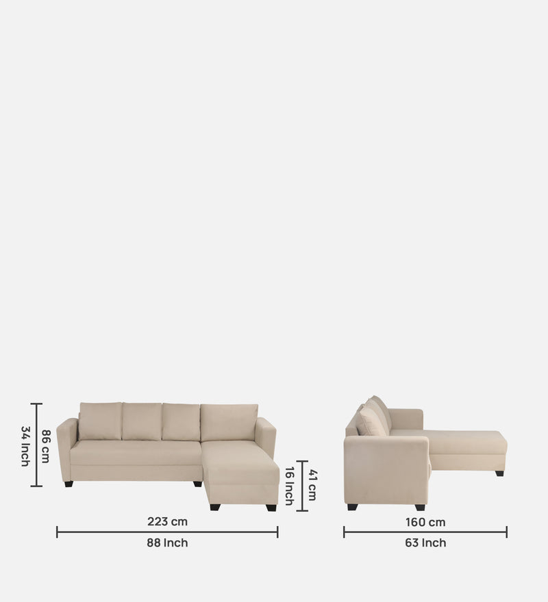 Ethos Velvet RHS 6 Seater Sofa In Camel Beige Color
