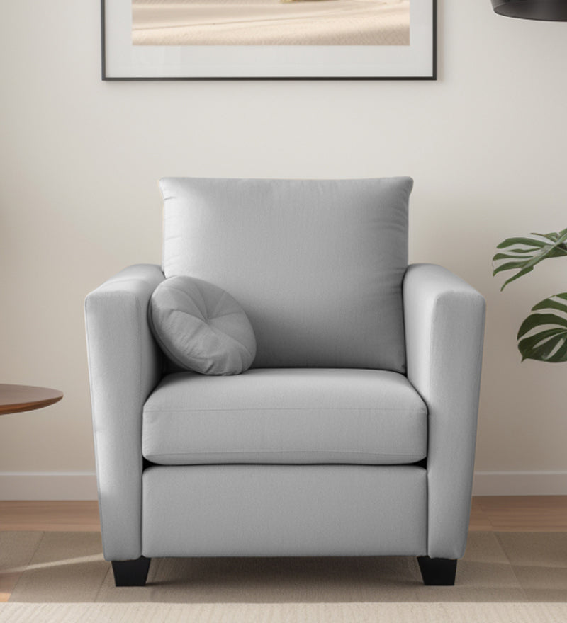 Ethos Velvet 1 Seater Sofa In Grey Color