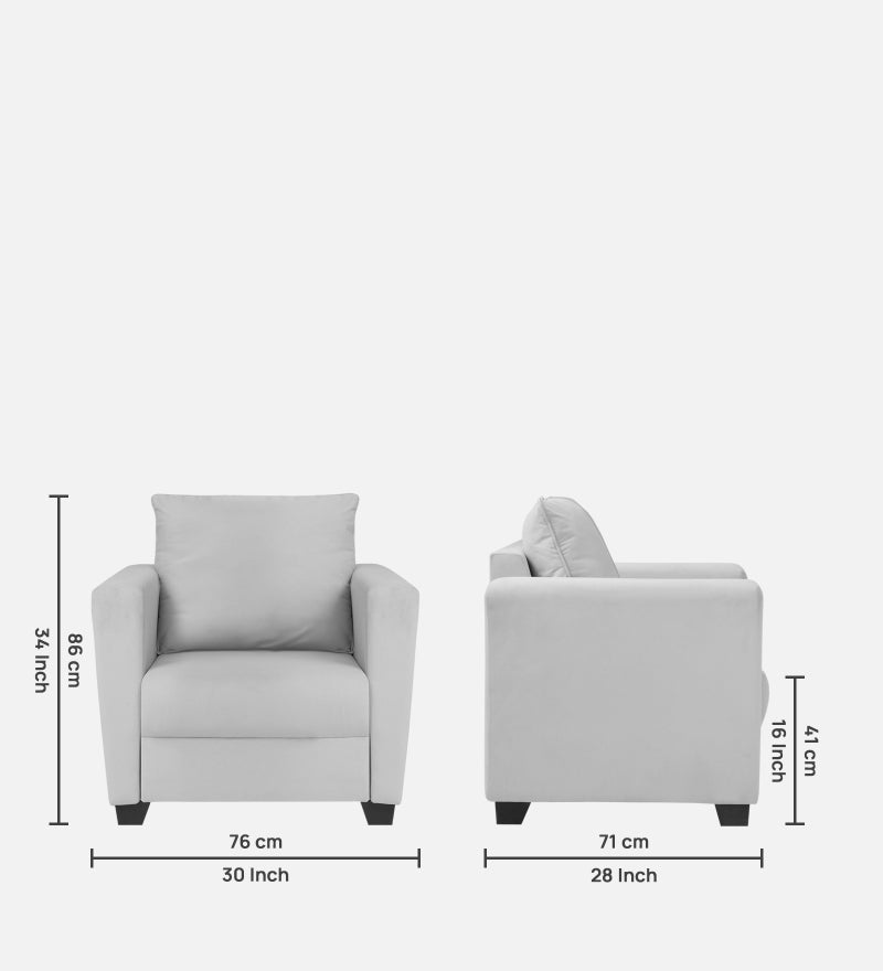 Ethos Velvet 1 Seater Sofa In Grey Color