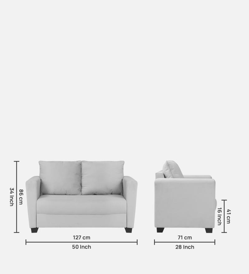 Ethos Valvet 2 Seater Sofa In Grey Color