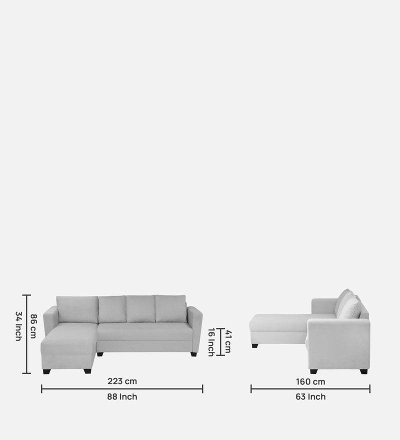 Ethos Valvet LHS 6 Seater Sofa In Grey Color