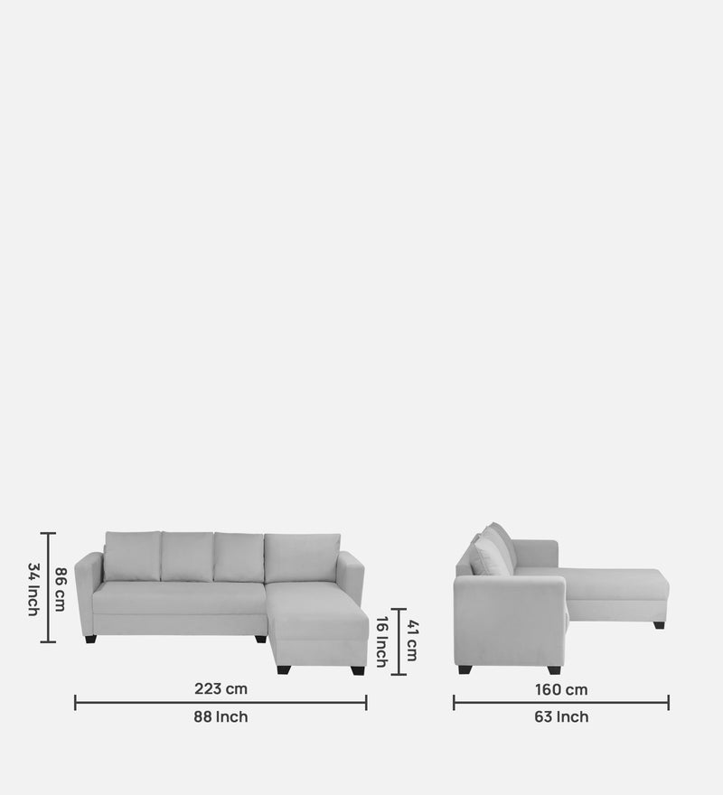 Ethos Valvet RHS 6 Seater Sofa In Grey Color