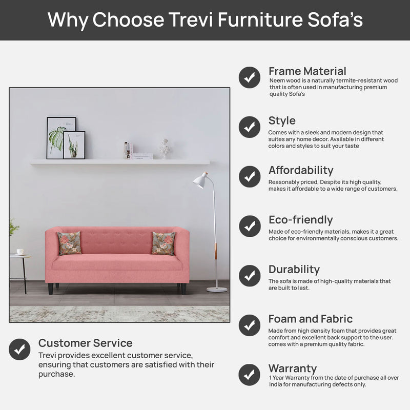 Garnet Fabric 3 Seater Sofa