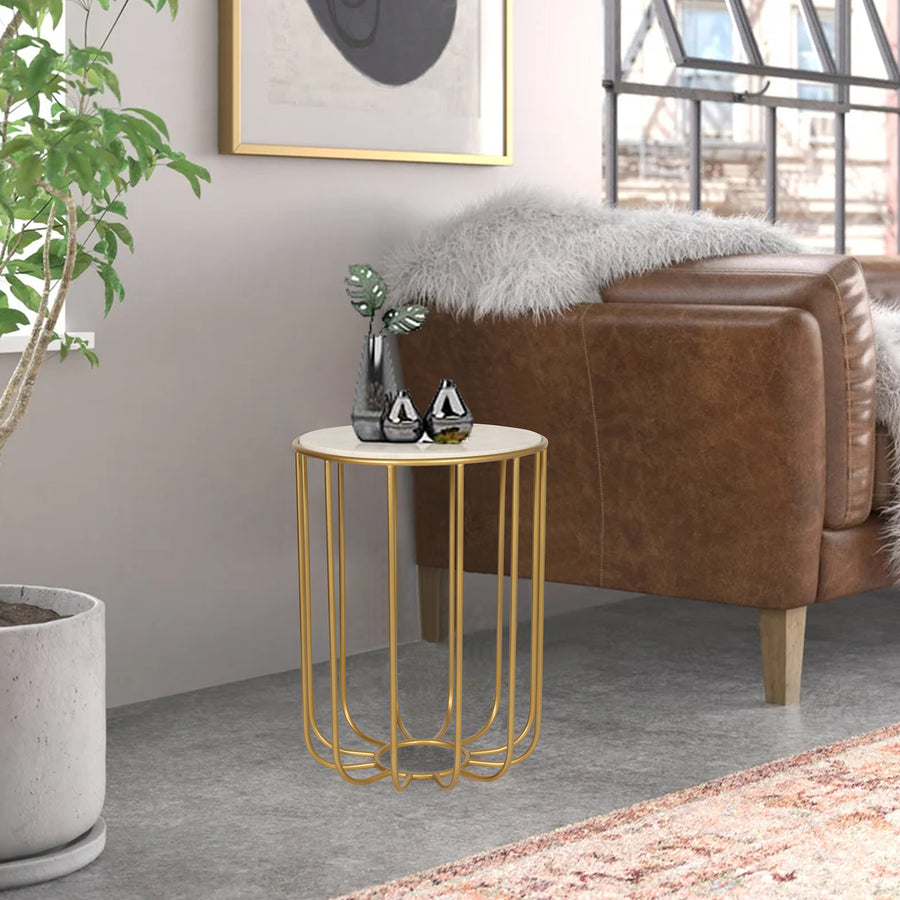 Geneva End Table in Gold Finish