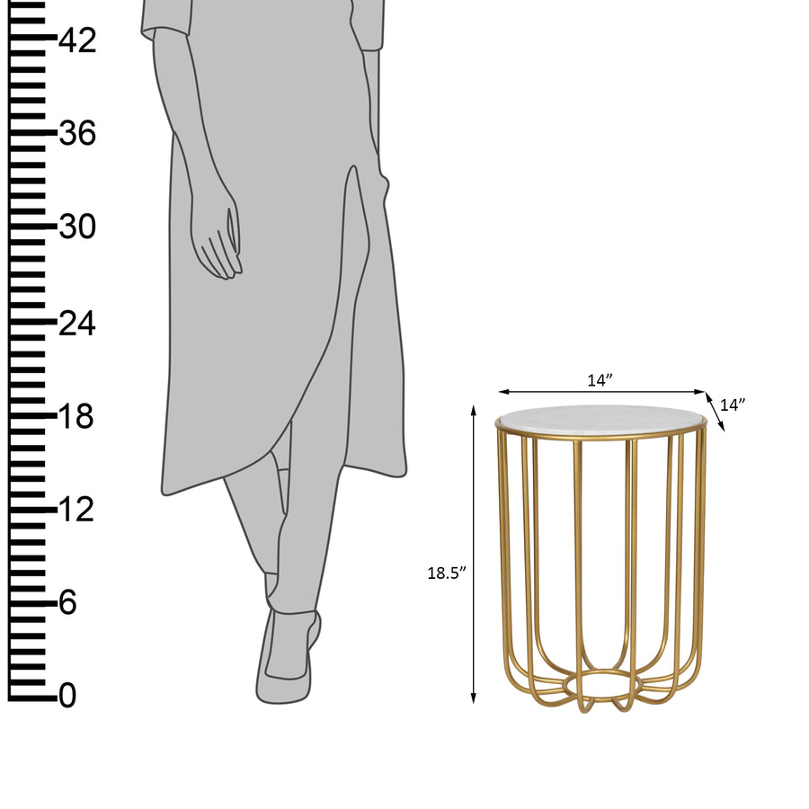 Geneva End Table in Gold Finish