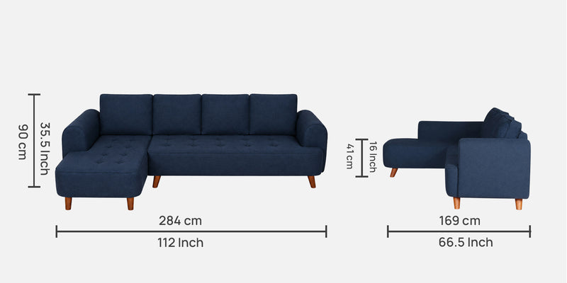 Gladiator Boucle Fabric LHS 6 Seater Sectional Sofa In Ink Blue Colour