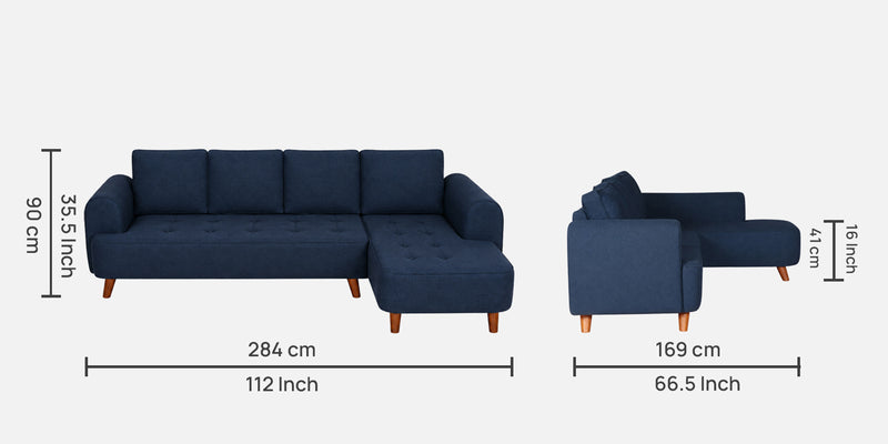 Gladiator Boucle Fabric RHS 6 Seater Sectional Sofa In Ink Blue Colour