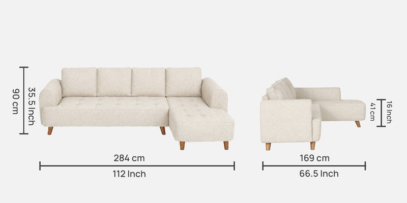 Gladiator Fabric RHS 6 Seater Sectional Sofa In Oat Cream Colour