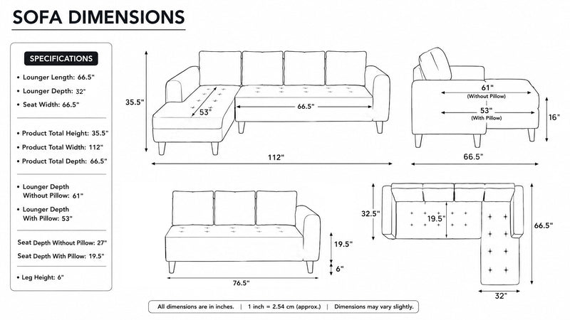 Gladiator Boucle Fabric LHS 6 Seater Sectional Sofa In Sage Brush Colour