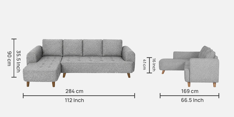 Gladiator Boucle Fabric LHS 6 Seater Sectional Sofa In Silver fluff Colour