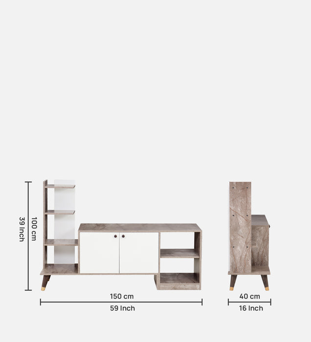 Genie Tv Unit In Marble & White Colour