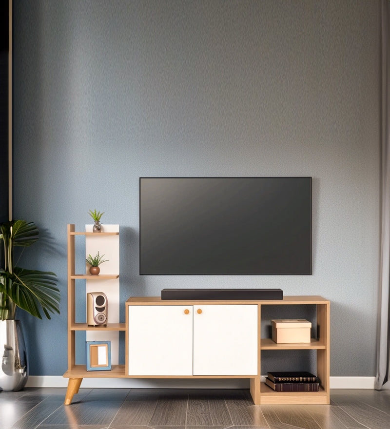 Gin Tv Unit In Oak & White Colour