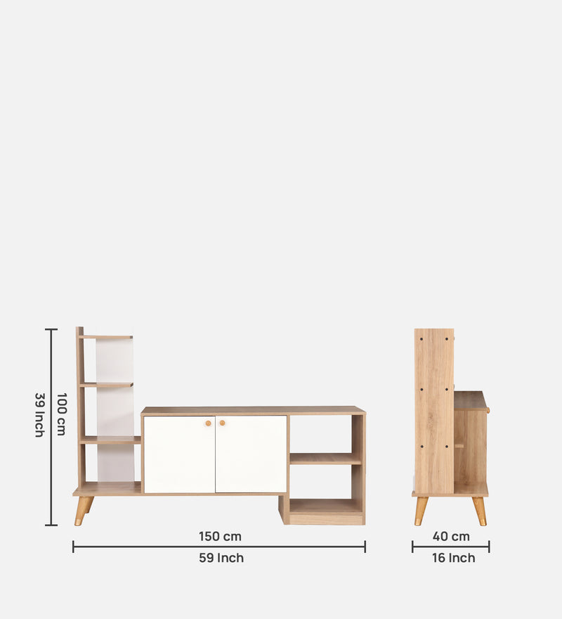 Gin Tv Unit In Oak & White Colour