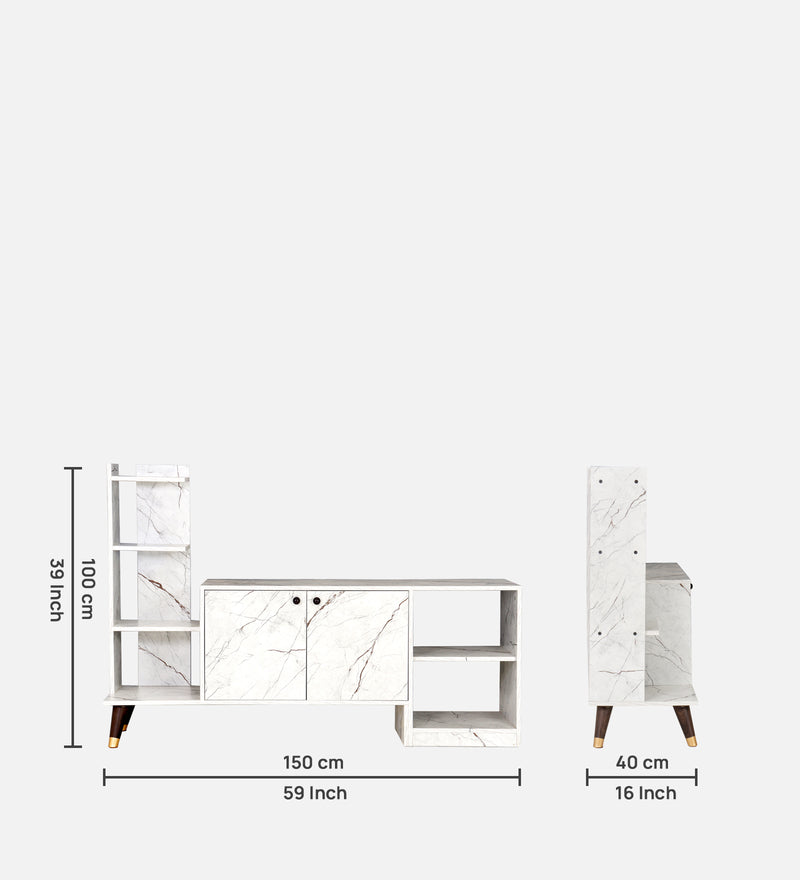 Genie Tv Unit In White Stone & Slate Grey Colour