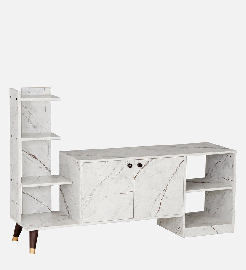 Genie Tv Unit In White Stone & Slate Grey Colour