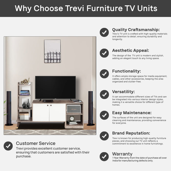 Genius Tv Unit In Walnut & White Colour