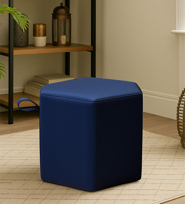Hurricane Velvet Pouffe In Celestial Blue Colour