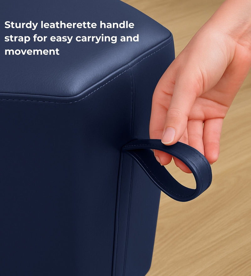 Hurricane Velvet Pouffe In Celestial Blue Colour