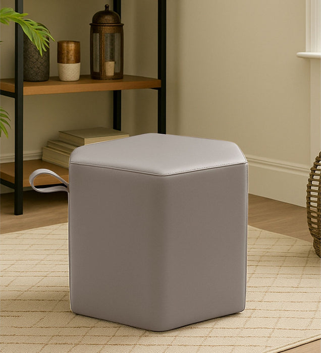 Hurricane Leatherette Pouffe In Ivory Tusk PU Colour