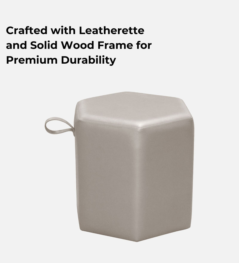 Hurricane Leatherette Pouffe In Ivory Tusk PU Colour