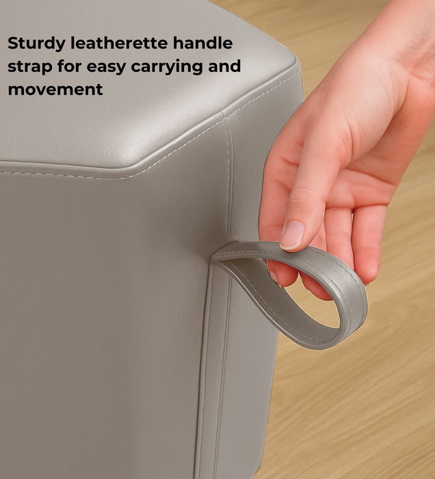 Hurricane Leatherette Pouffe In Ivory Tusk PU Colour