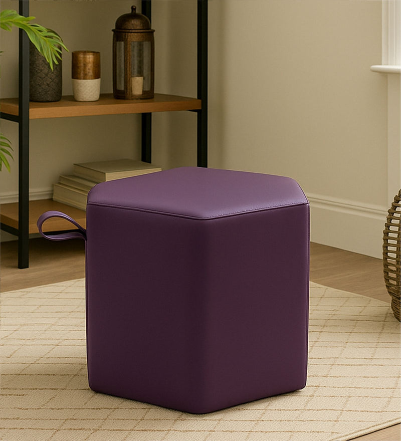 Hurricane Leatherette Pouffe In Sunset Purple PU Colour