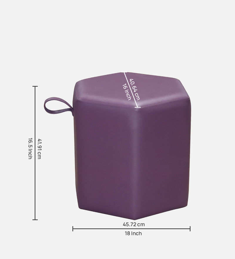 Hurricane Leatherette Pouffe In Sunset Purple PU Colour